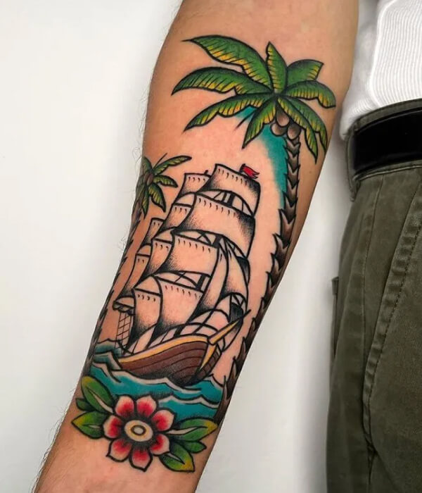 Ship Tattoo Sleeve American Traditional ideas