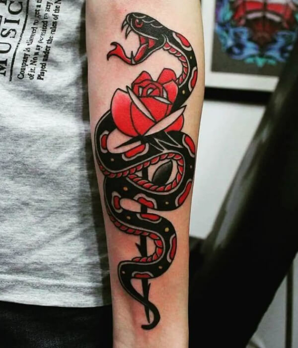 Snake Tattoo Sleeve American Traditional