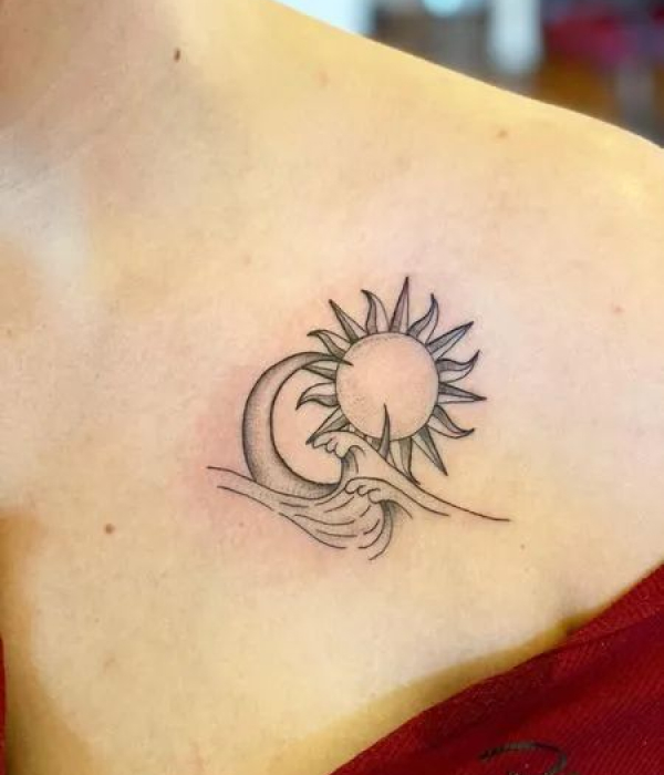 Sun and Moon Sunset Tattoo