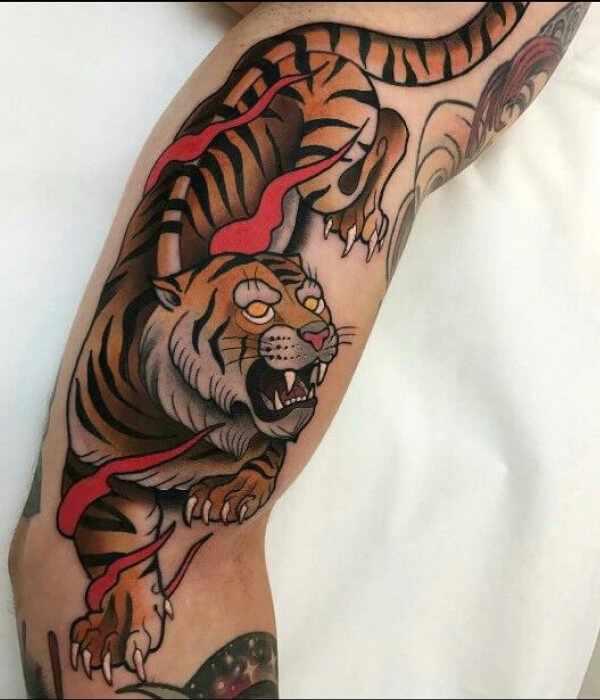 Tiger Tattoo Sleeve American Traditional