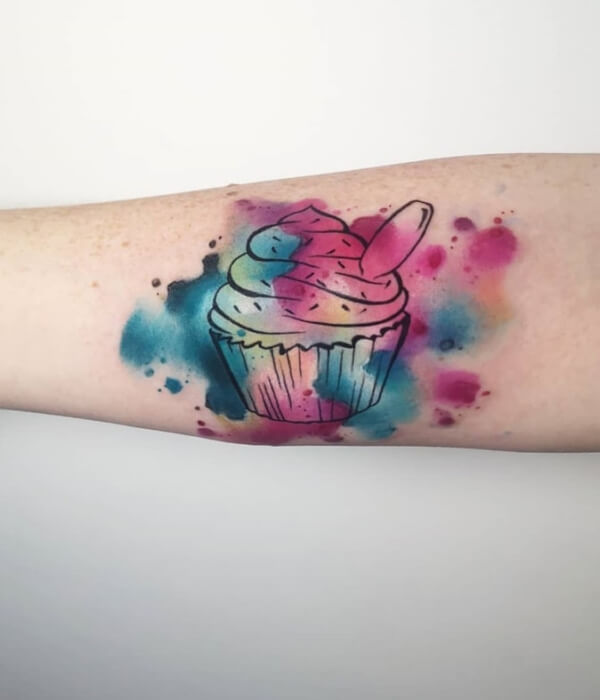Watercolor Cupcake Tattoo