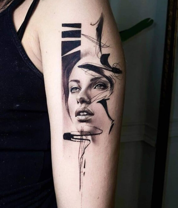 Abstract Realism Fusion Tattoo Ideas