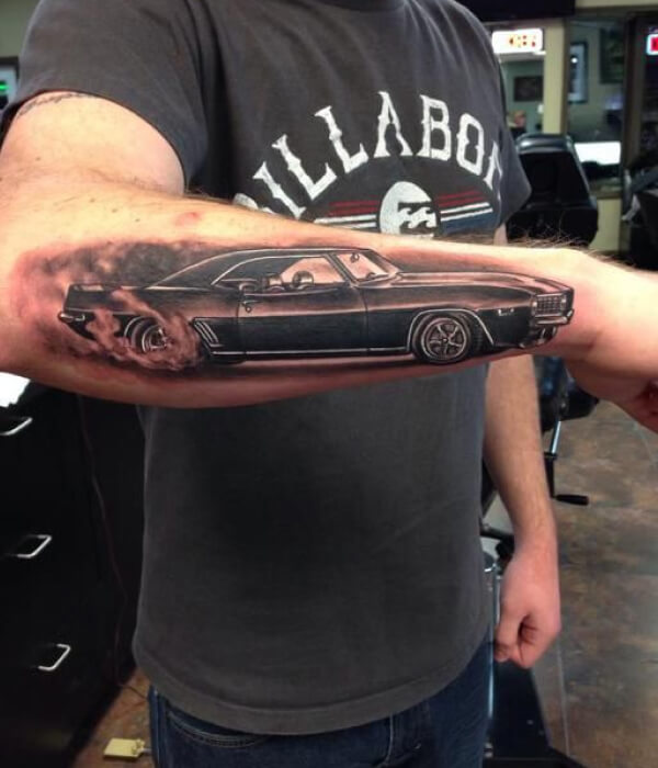 Car Burnout Marks Tattoo