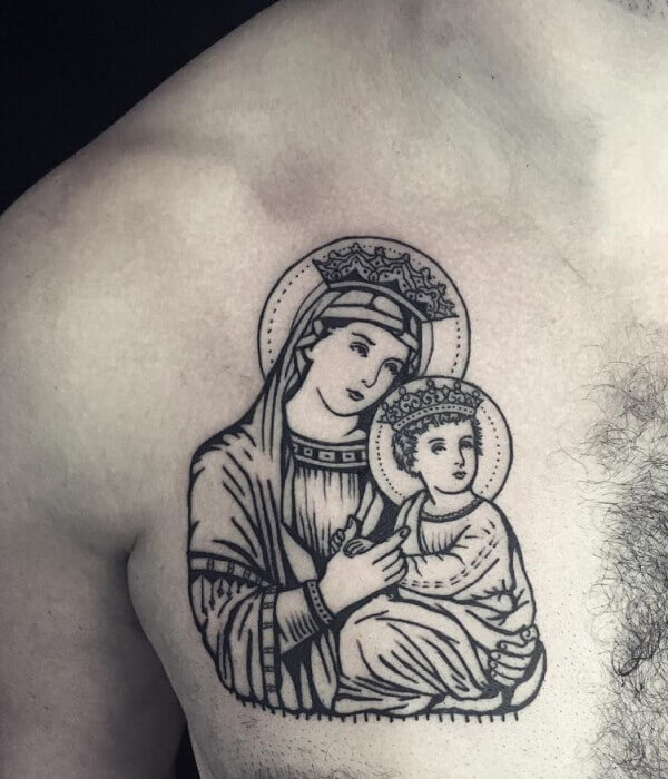 Image of Madonna and Child Tattoo Design