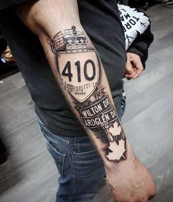 Road Signs Tattoo Design