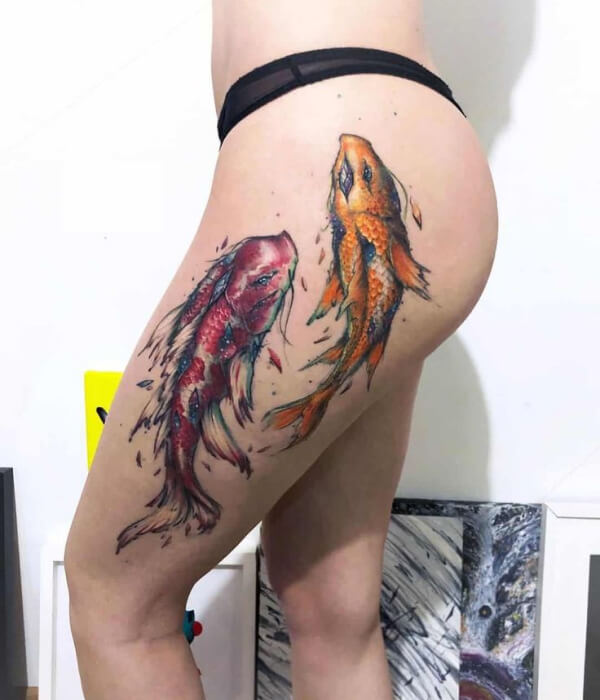 Abstract Koi Fish Tattoo