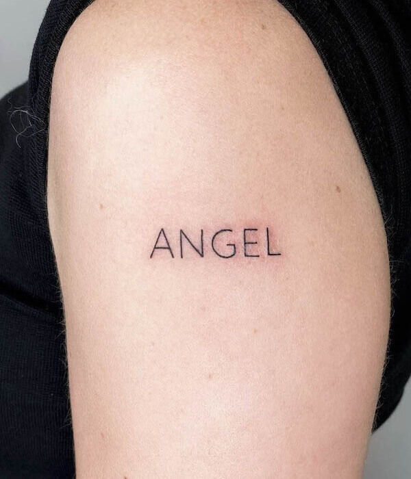  Angel One Word Tattoo
