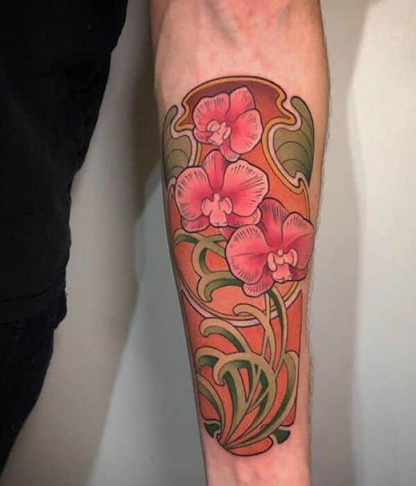 Art Nouveau Orchid Tattoo