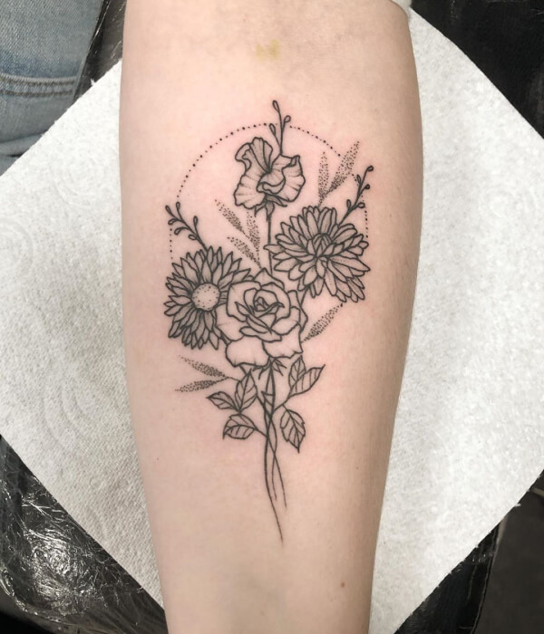 Birth Flower Collage Tattoo