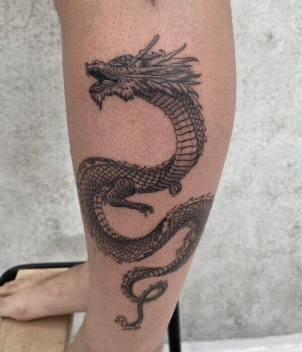 Blackwork Dragon Tattoo