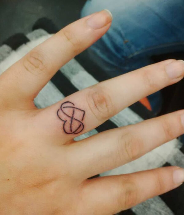 Celestial Symbols Forming Heart on Ring Finger