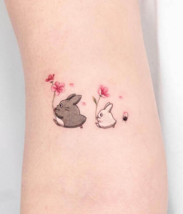 Cherry Blossom Fusion Rabbit Tattoo Designs