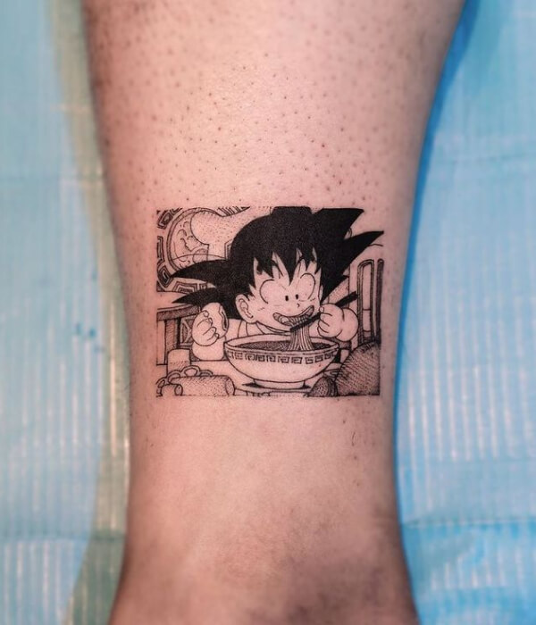 Chibi Goku with Foods Tattoo