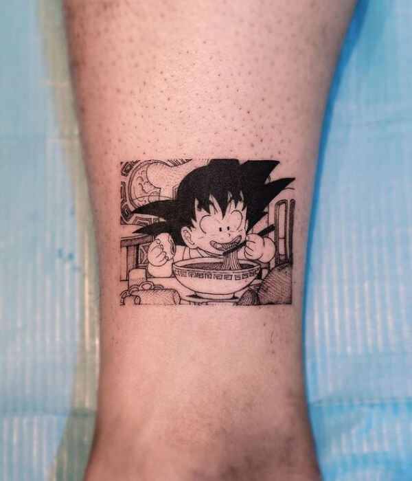 Chibi Goku with Foods Tattoo