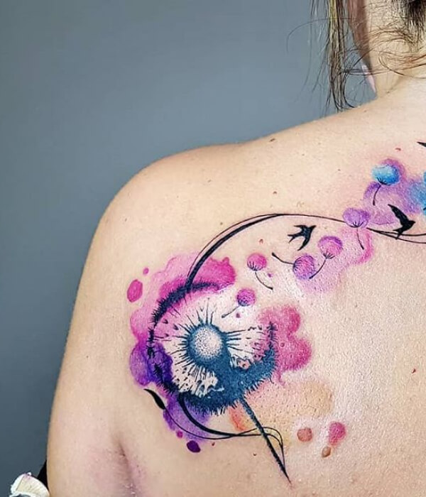 Colorful Dandelion Tattoo