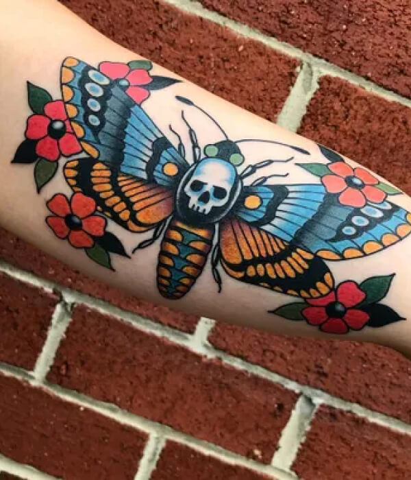 Colorful Moth Tattoo