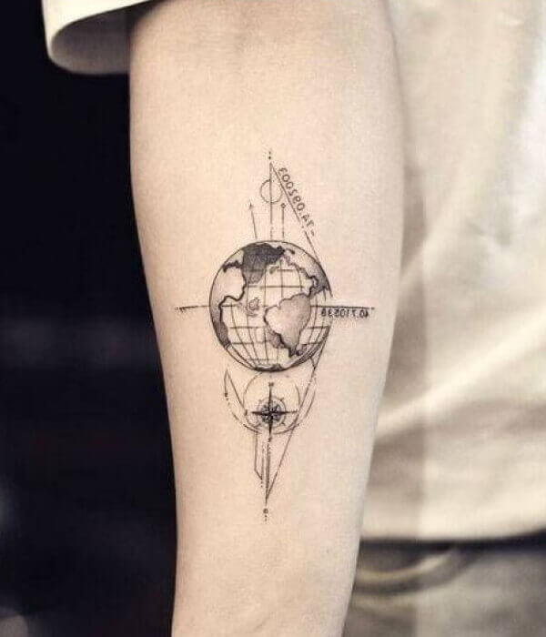 Coordinates Globe Tattoo
