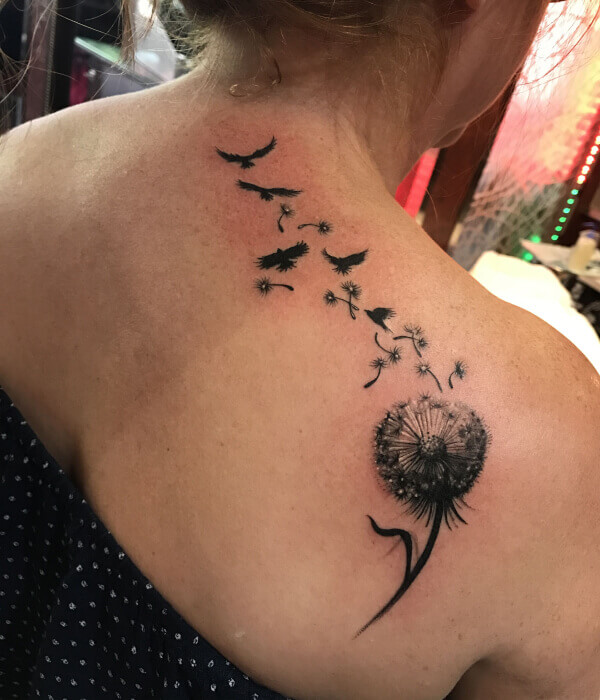 Dandelion with Birds Tattoo