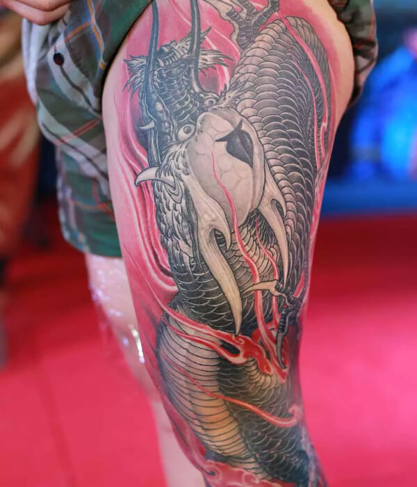 Dragon Thigh Tattoo For Men