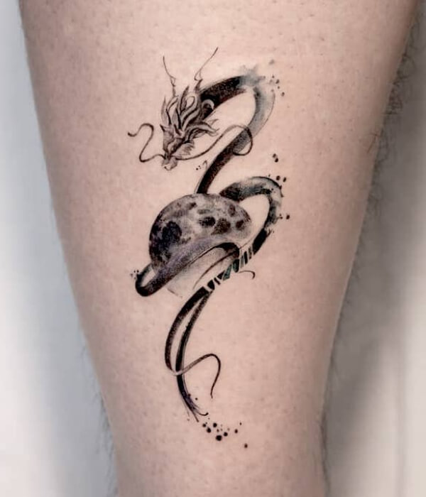 Dragon and Moon Tattoo