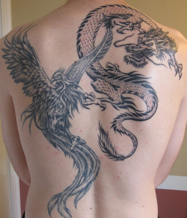 Dragon with Phoenix Tattoo for men