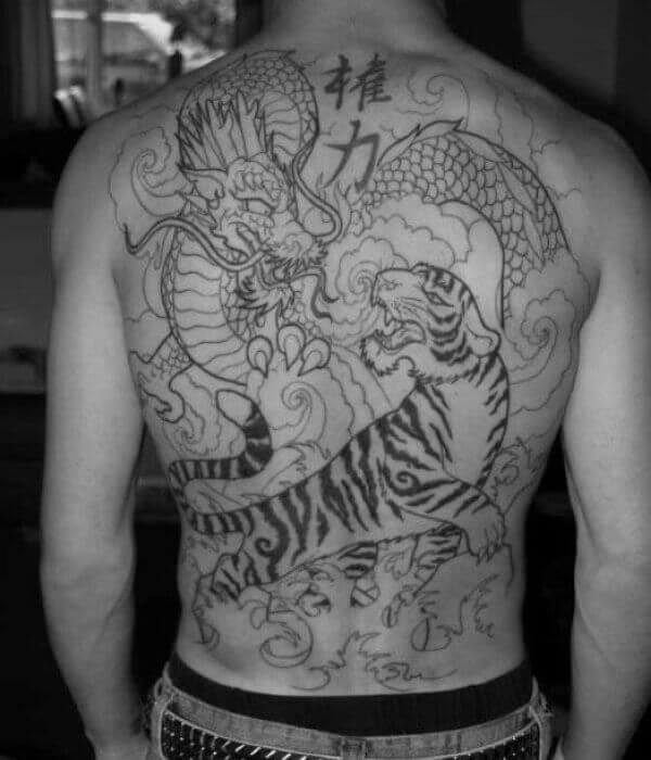 Dragon and Rose Tattoo for man