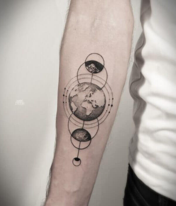 Geometric Globe Tattoo