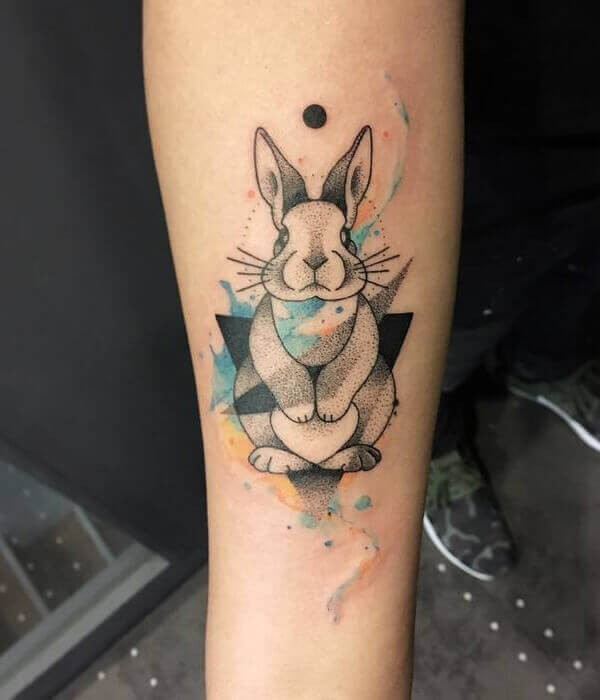 Geometric Harmony Rabbit Tattoo