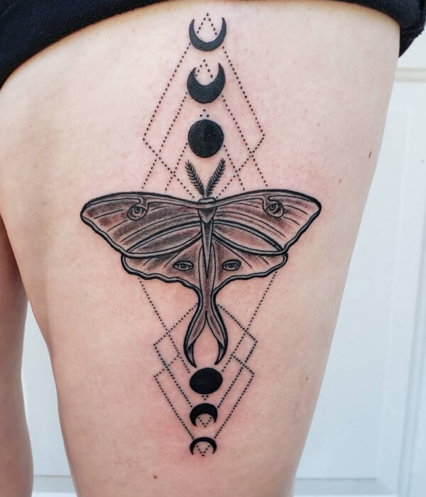Geometric Moth Tattoo