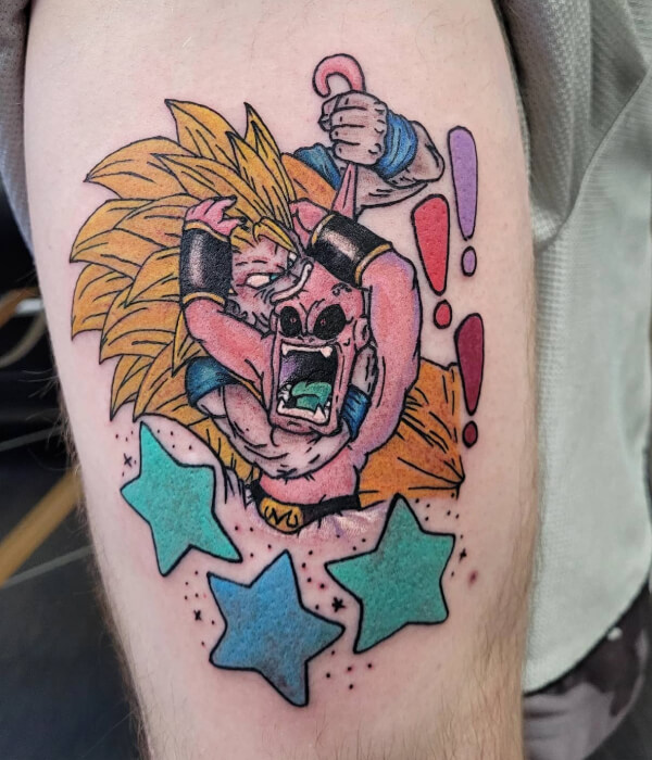 Goku and Majin Buu Clash Tattoo