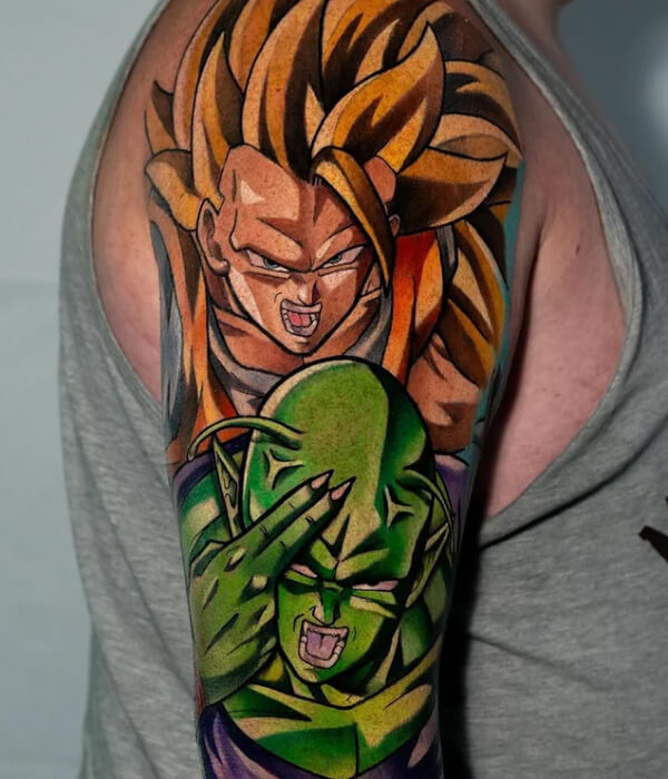 Goku and Piccolo Fusion Tattoo with Dynamic Elements