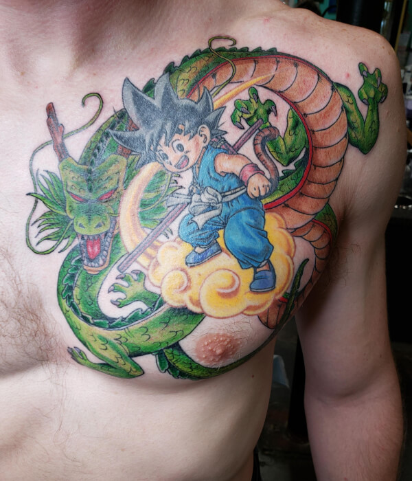 Goku and Shenron Celestial Scene Tattoo