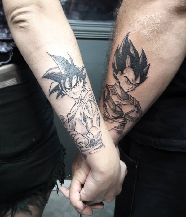 Goku and Vegeta Duo Pose Tattoo