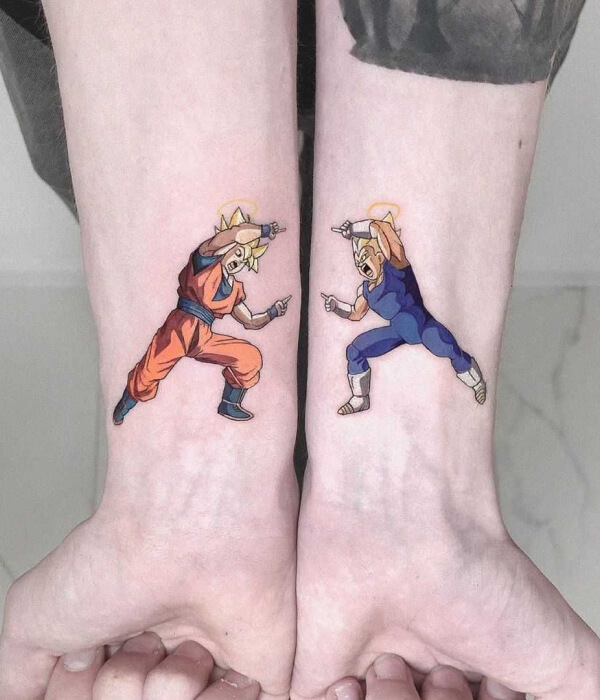 Goku and Vegeta Fusion Dance Tattoo