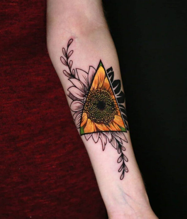 Hexagonal Sunflower Tattoo