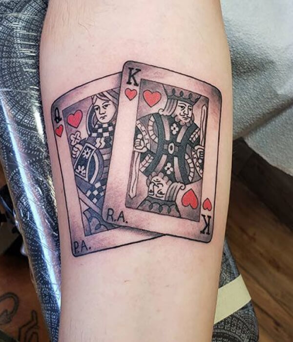 King Queen Of Hearts Gambling Card Tatto