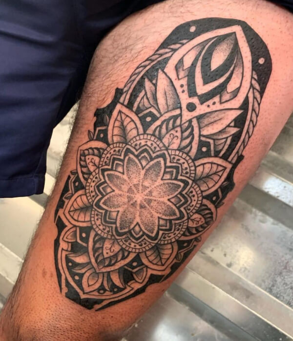 Matching Mandala Thigh Tattoo