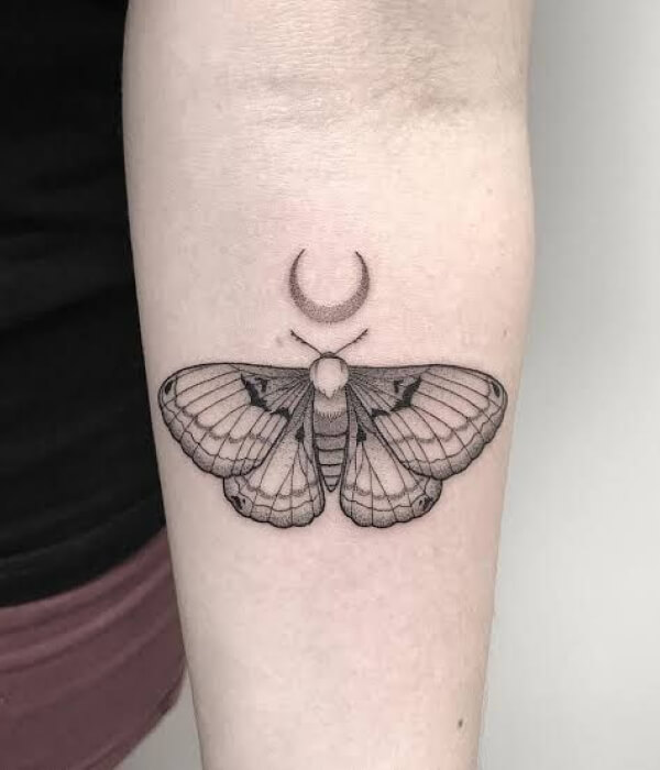 Minimalistic Moth Tattoo