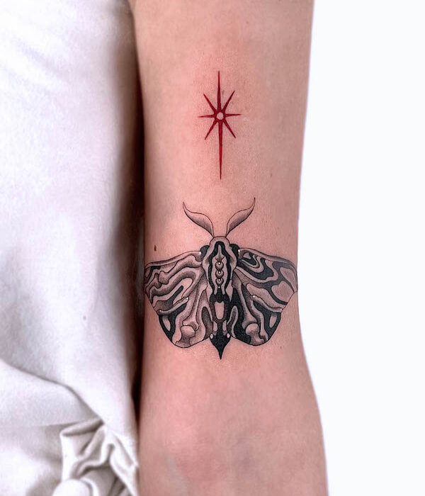 Moth With Stars Tattoo