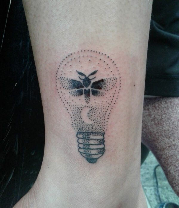 Moth with Light Bulb Tattoo