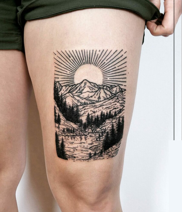 Nature Thigh Tattoo