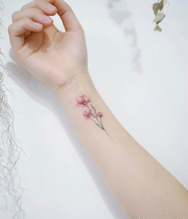 Pastel Poppy Bouquet Tattoo
