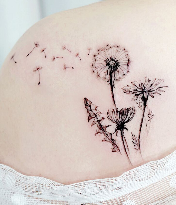 Realistic Dandelion Tattoo