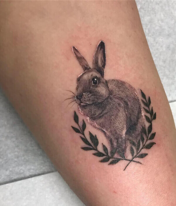 Realistic Portrait Rabbit Tattoo