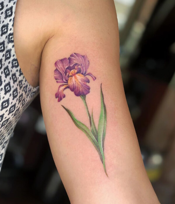 Single Iris Stem Tattoo