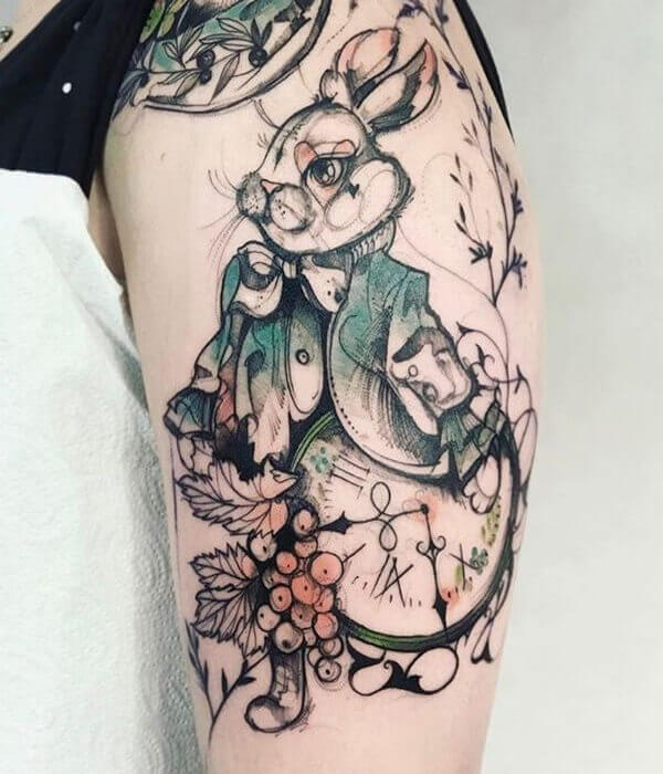 Steampunk Wonder Rabbit Tattoo Design