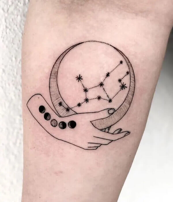 Virgo Sun and Moon Balance Tattoo
