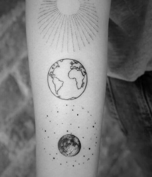 Sun and Moon Globe Tattoo