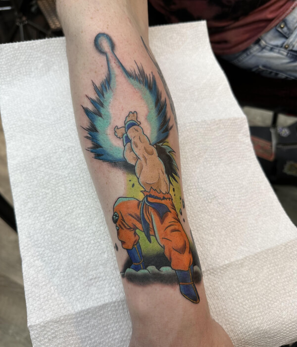 Super Saiyan Blue Goku with Energy Waves Tattoo