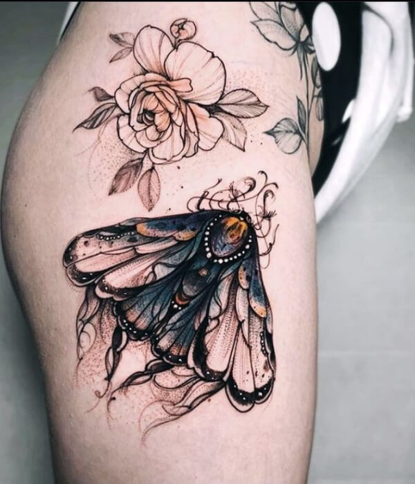 Vivacious Moth Tattoo Design